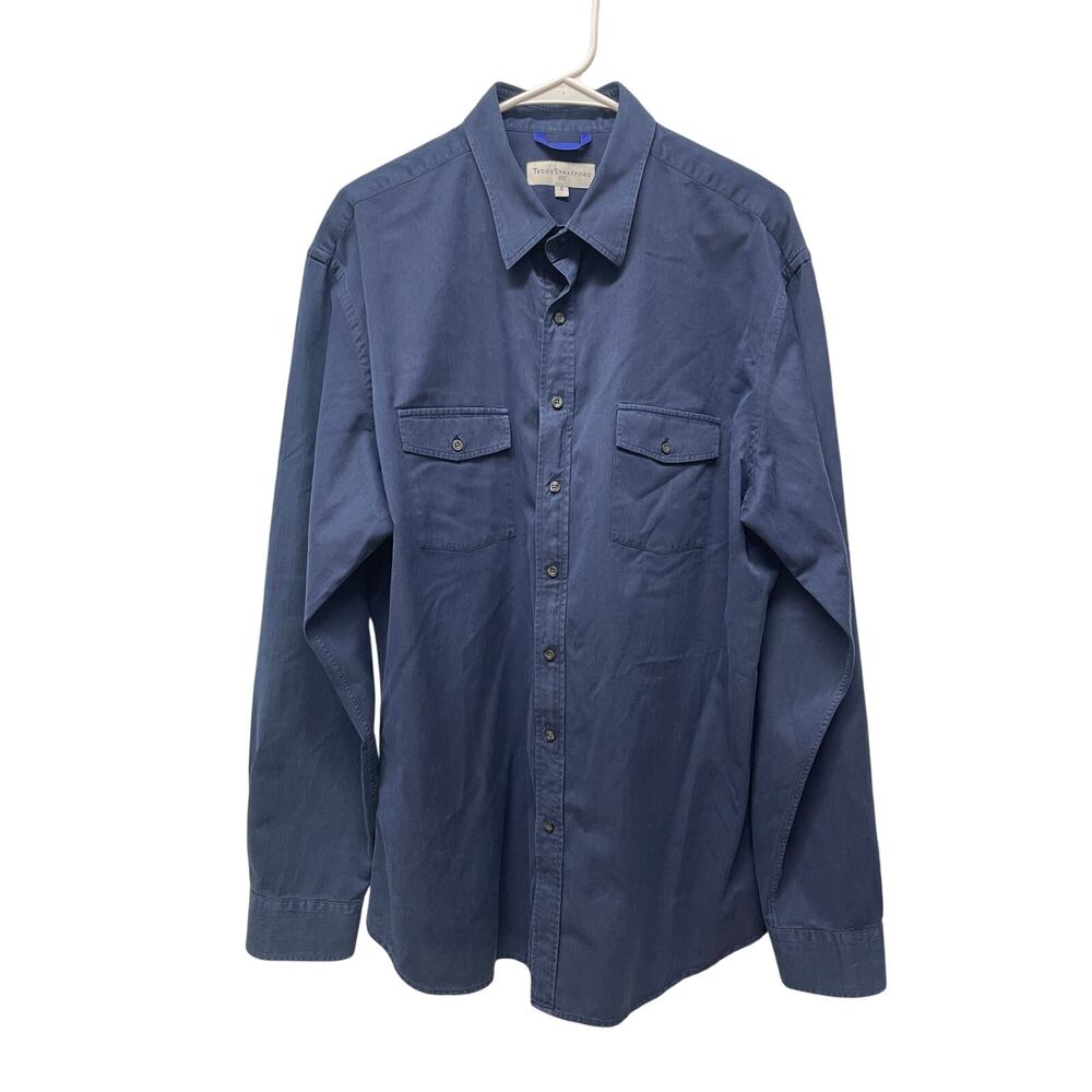 Teddy Stratford The Zip Fit Button down shirt navy blue size 6/XXL